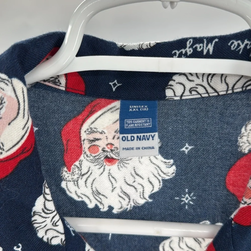 Old Navy Kids Pajama Set Navy and Red Santa Print lightweight unisex XXL 18